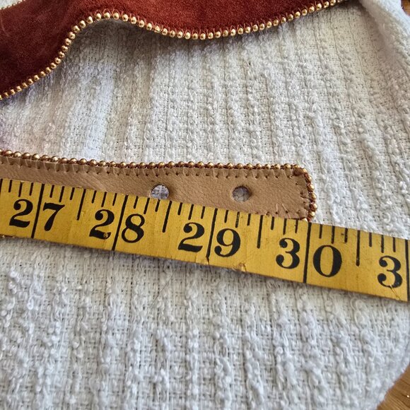 Emmanuel - Vintage Suede Maroon Belt w/ Gold Ball Edging & Crown/Sunburst Design - Picture 7 of 9